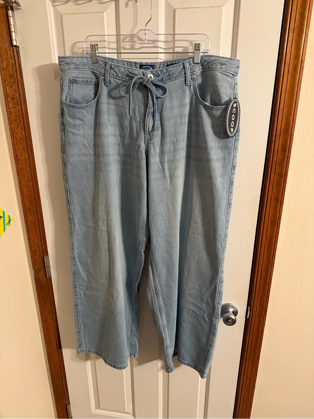 NWT Scoop Wide Leg Light Wash Drawstring Jeans Size 18